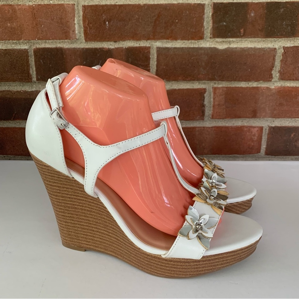 Jasmin White Platform Wedge Sandals Women’s US 9 M